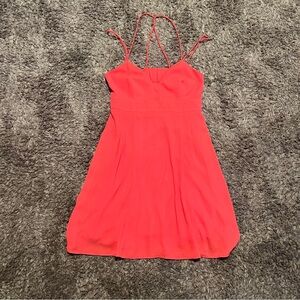 Chic coral pink Y2K Strappy Dress express 6 medium homecoming prom retro skirt